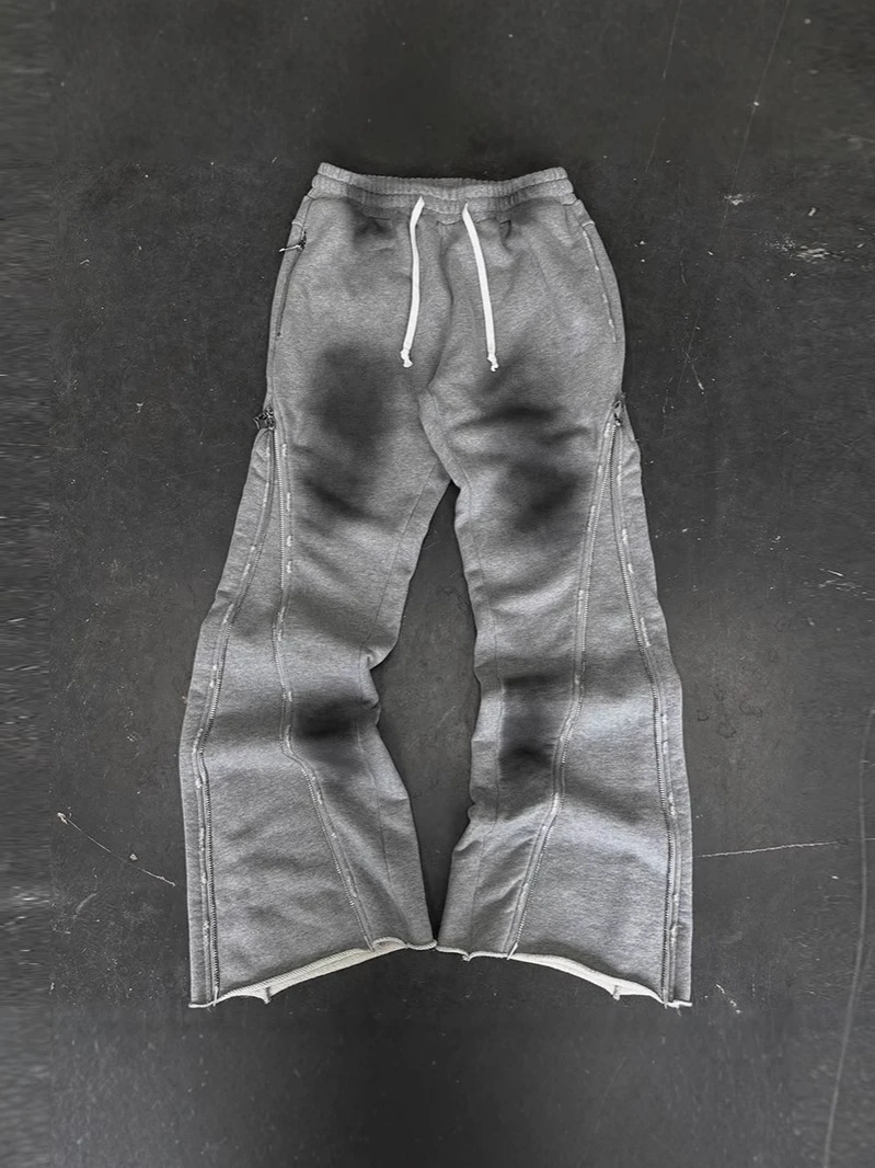 Y2k винтажные готические эстетические осенне-зимние брюки в стиле панк на молнии, уличная одежда, стиль, нишевые модные свободные брюки унисекс в стиле ретро