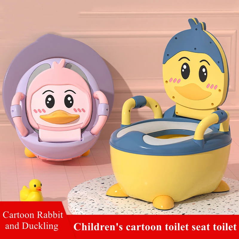 2024 Children\'s Potty Training Seat Household Duck Design Portable Squatting Clamshell Armrest Small Bucket Urinal for Children