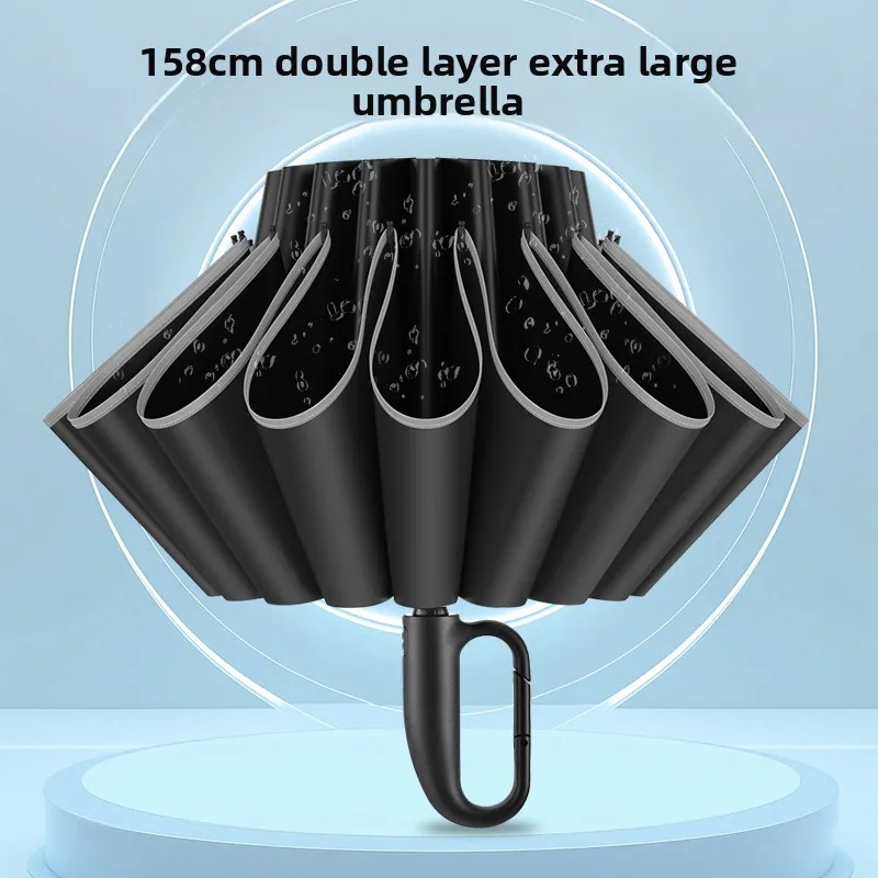 

Automatic Portable Large Thickened Reinforced Men's Inverted Fold Sunshade Rainproof Women's Special Use Ring Buckle Umbrella