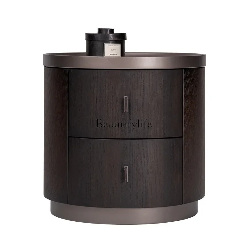

LD33Italian Minimalist round Bedside Table Simple Modern Light Luxury Bedroom Bedside Cabinet Advanced Sense