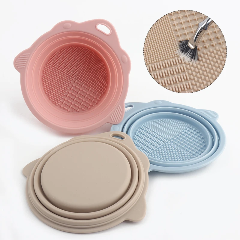 

Multi-functional Folding Silicone Makeup Brush Cleaning Bowl Powder Puff Washing Scrubber Pad Brush Holder Beauty Salon Tools
