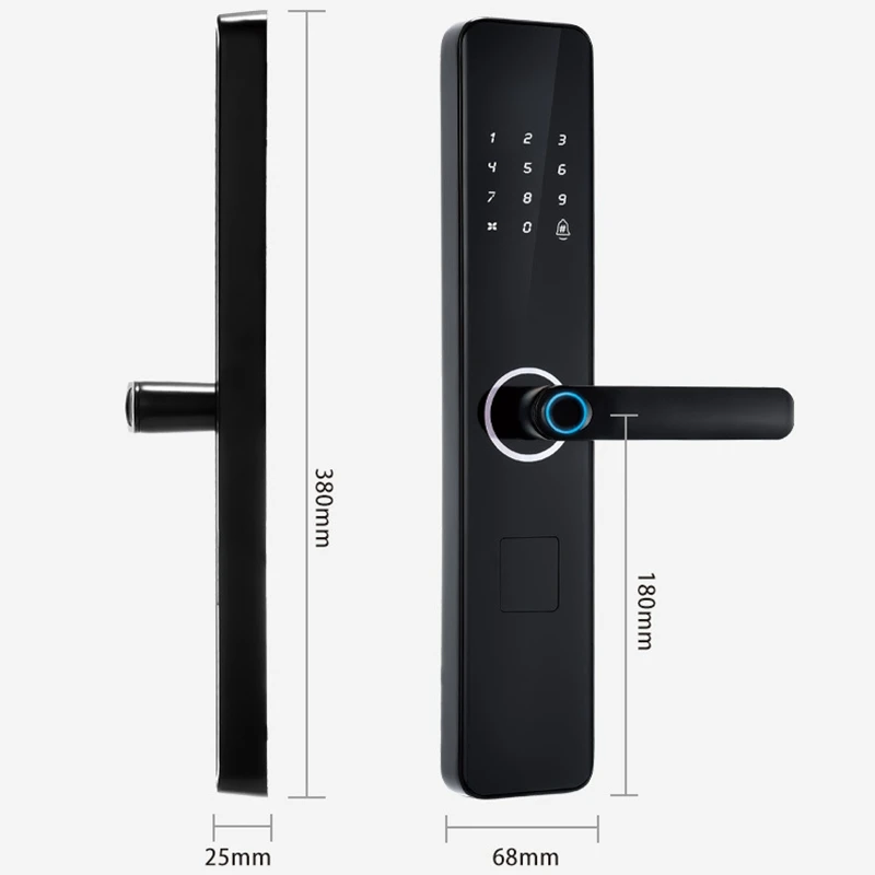 بصمة البيومترية قفل باب ذكي كلمة السر شاشة تعمل باللمس لوحة المفاتيح IC بطاقة مكافحة سرقة المنزل الذكي قفل إلكتروني خشبي
