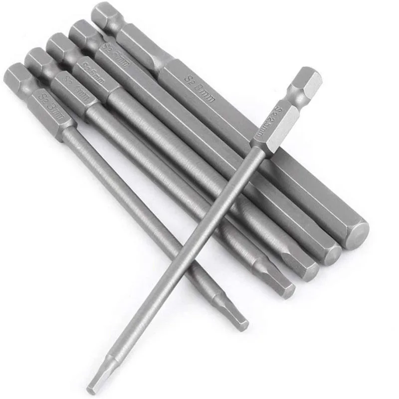 100mm Hex Head Screwdriver Bit Metric Magnetic Hex Key Screwdriver  1/4\