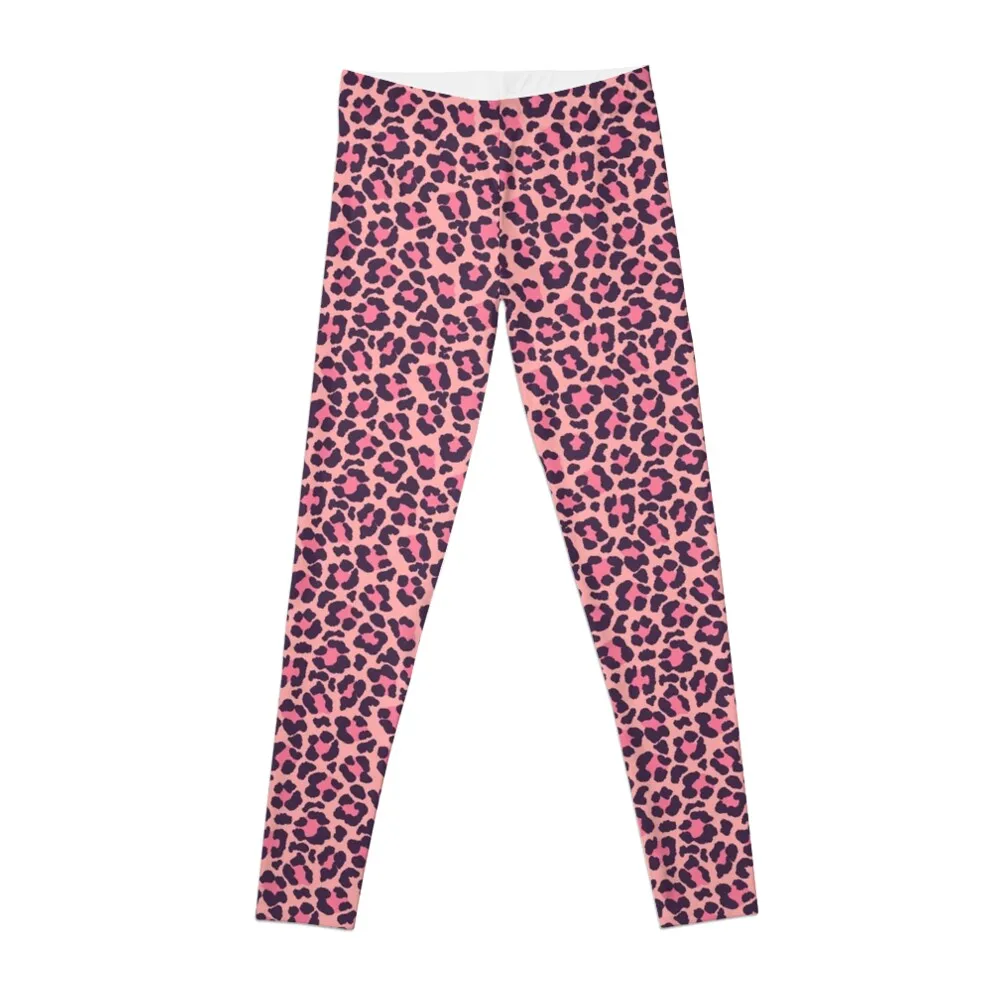 Coral and Pink Leopard Print Leggings Training pants gym legging woman