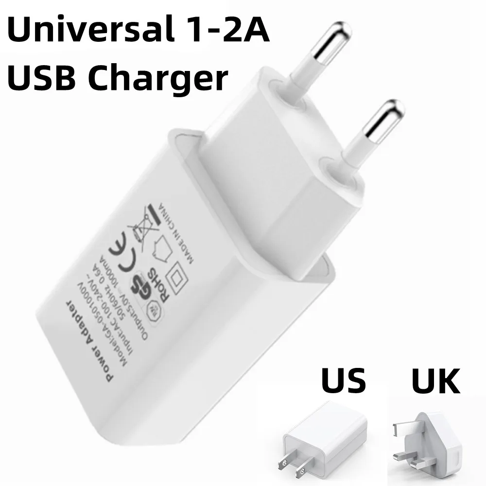 Adaptador de Carregador USB de Parede, Fonte de Alimentação, UE, EUA, REINO UNIDO, AU, Adaptador de Plugue, Bateria para Telefone, Eletrônica, 5V,