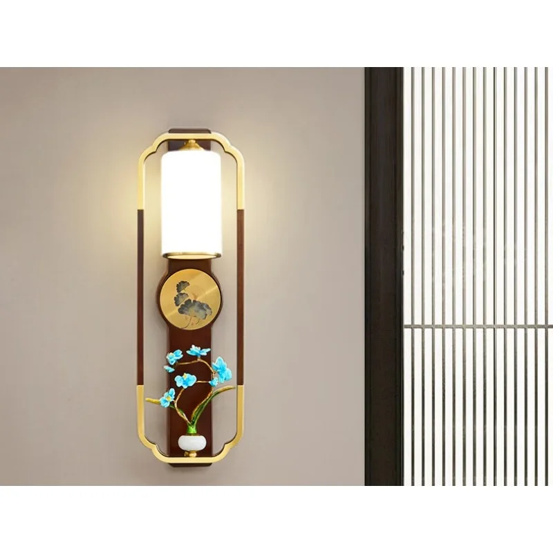 

Full copper wall lamp, bedroom bedside lamp, new Chinese style corridor, entrance hall, living room, TV background wall lamp
