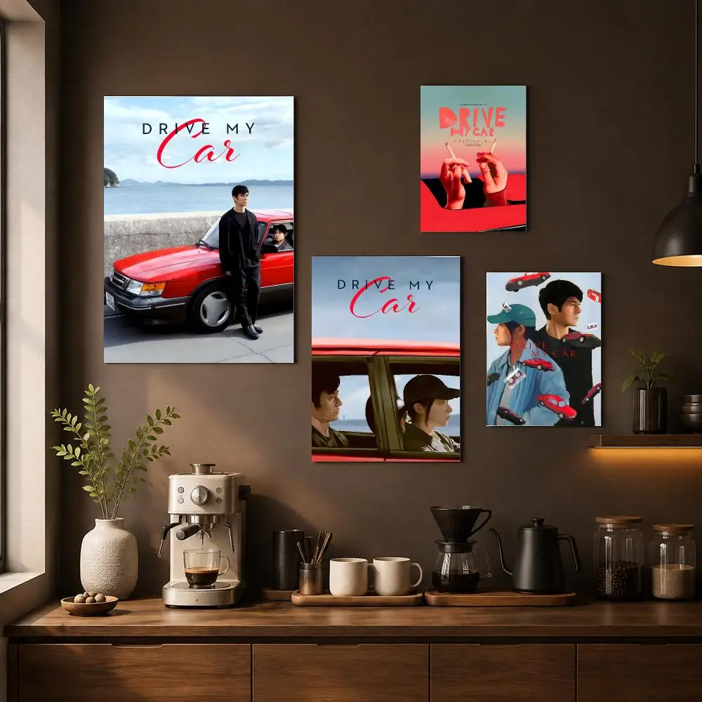 Movie D-Drive My Car Poster HD Art Sticker Self Adhesive For Playroom Bedroom Hallway Home Wall Art Decor Gift