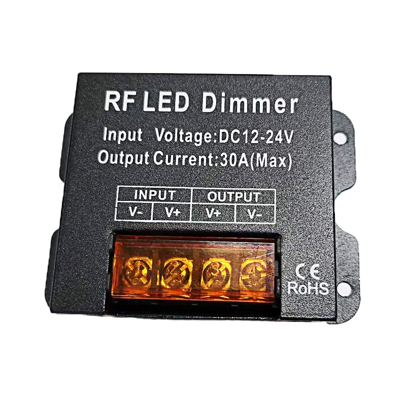 DC12-24V 30A Output Single Channel LED Strip Dimmer 3Key Wirelss RF Remote Control for Single Color 5050 3528 LED String Ribbon