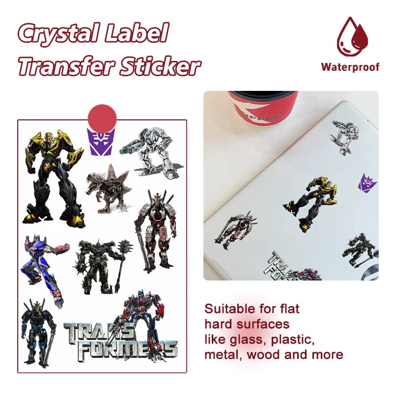 Transformers Graphic Crystal Label Easy Apply UV DTF Sticker For 16oz Libbey Cups Multipurpose DIY Decor For Mug Tablet