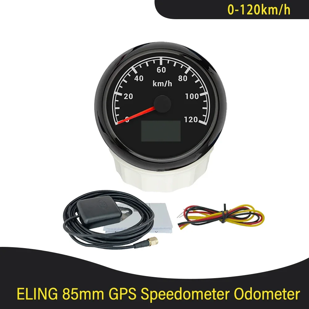 

Yacht Universal 85mm GPS Speedometer 0-30knots 0-120km/h 0-200mph Odometer with 7 Colors Backlight for Car Boat Motorcycle