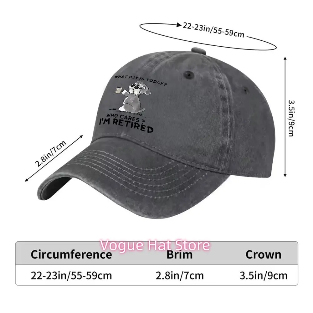 1pc Casual Versatile Schnauzer Retirement Terrier Print Washed Baseball Cap, Suitable for Golf, Casual Wear And Outdoor Activiti