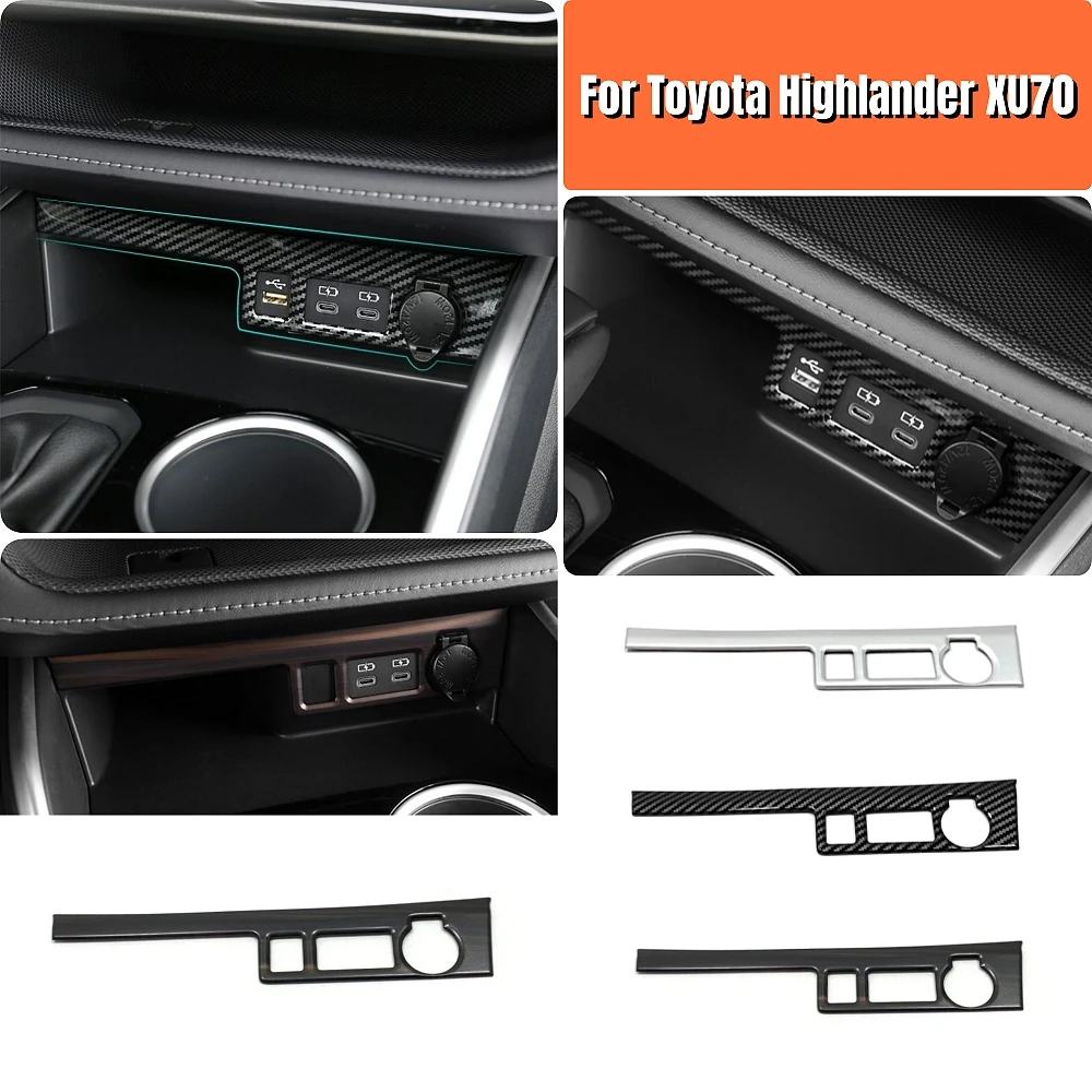 

ABS Plastic Car Styling Central Control USB Frame Protective Cover Trim Sticker For Toyota Highlander XU70 2020-2022 2023 Hybrid