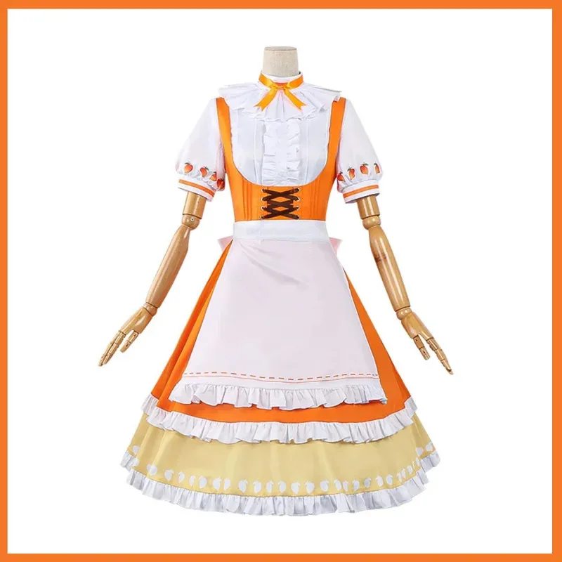 

Anime BanG Dream! Kitazawa Hagumi Cosplay Costume Captain Hello, Happy World! Orange Maid Dress Apron Woman Kawaii Christmas Set