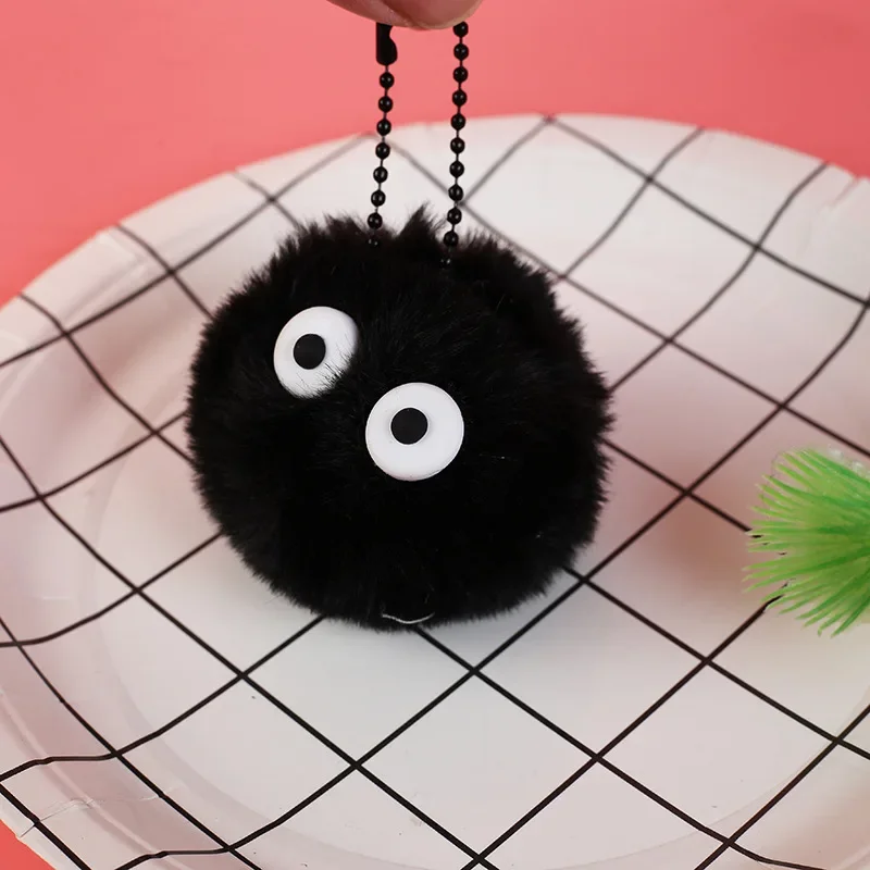 Wholesale Price Kawaii Black Hairball Keychain Simple Bag Pendant Accessories Llaveros Children Gifts Cute Keychains Small Toys