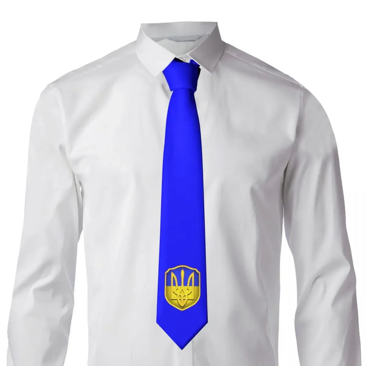 Formal Tryzub Flag Ukrainian Shield Necktie for Men Custom Silk Ukraina Proud Office Tie