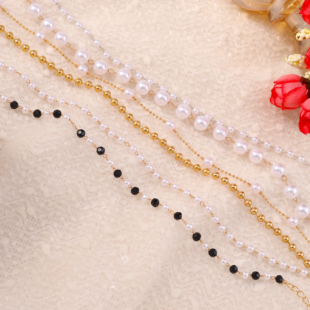 Aihua Neue Damen Kpop Einfache Perlen Halsband Halskette Gold Farbe frauen Hals Kette Hochzeit Schmuck Auf Den Hals Kragen geschenke – Detail 8