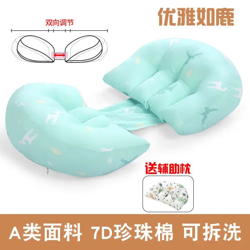 Multifunctional U-Shaped Maternity with Removable Cotton Cover Pregnant Women Pillow Waist Support Side Sleeping Cushion