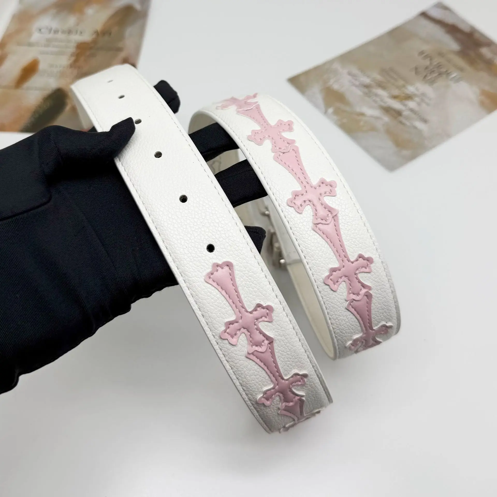 حزام مخصص للربيع والصيف بنمط الليتشي وحزام كرو جديد ملون للرجال والنساء، حزام شبابي فني