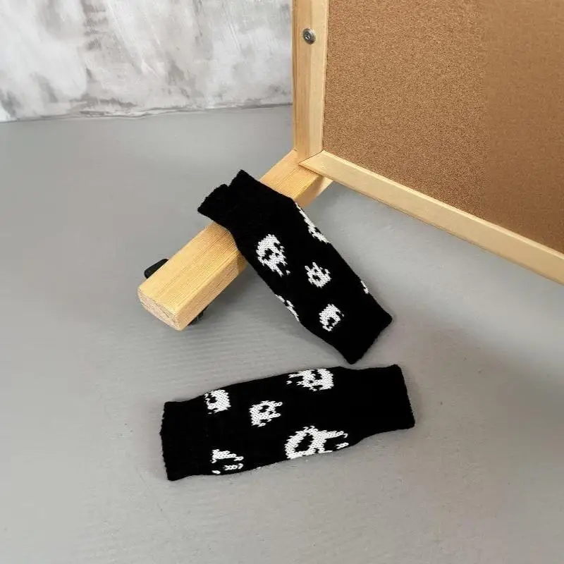 Neue Halloween-Totenkopf-Strickhandschuhe für Halbfinger-Fingerlose Handschuhe, Warme Winter-Wollhandschuhe für Draußen – Detail 7