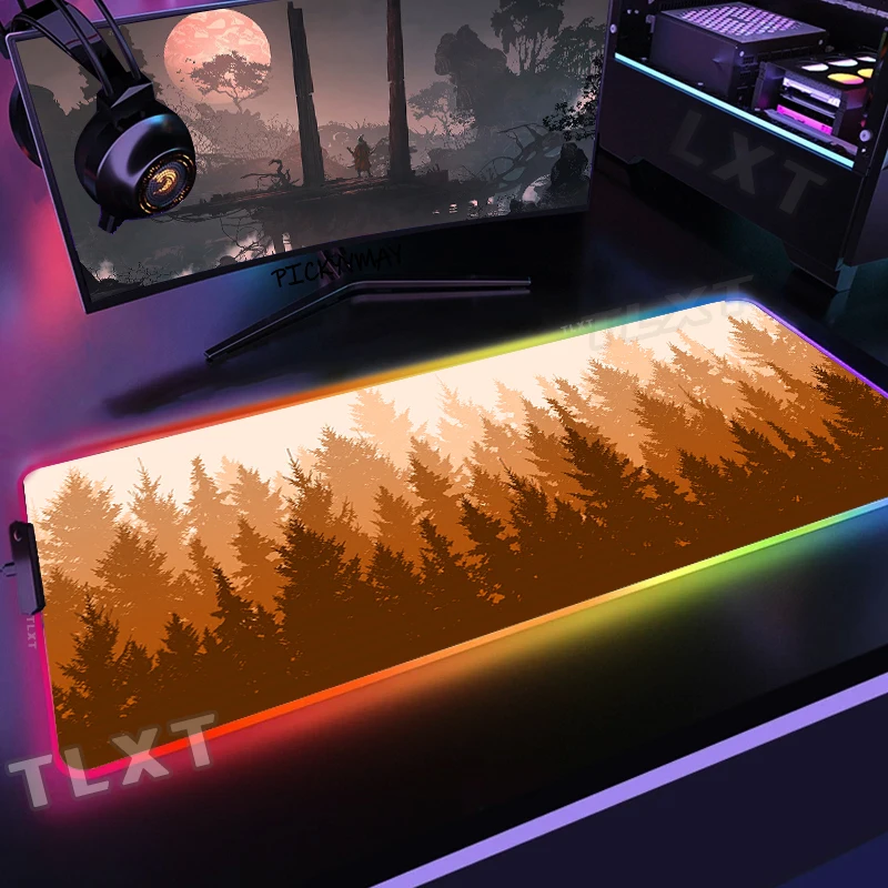 

Deep Forest Firewatch Large RGB Mouse Pad Gaming Mousepads LED Mouse Mat Gamer Desk Mat With Backlit Desk Pads Rubber Table Rug