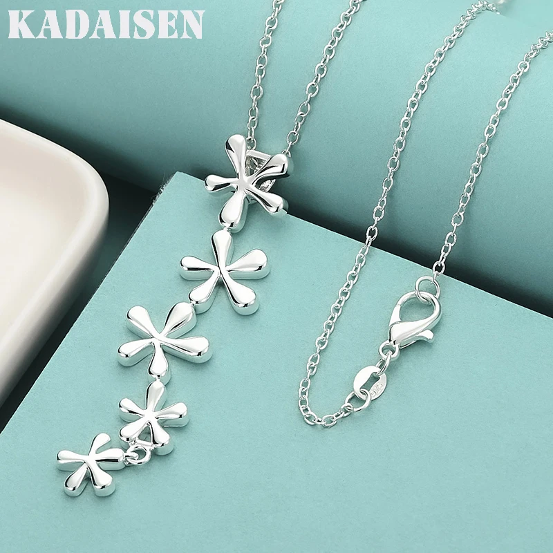 

Fine 925 Sterling Silver Five Flower 16-30 Inch Pendant Necklace For Women Wedding Engagement Fashion Jewelry