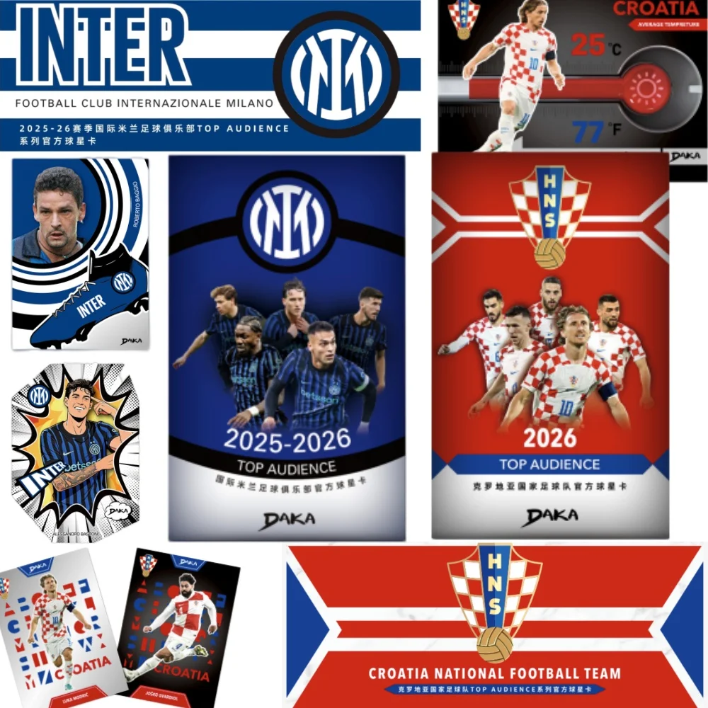 Coleção de Cartões de Futebol 2025-2026: Daka, Baggio, Modric, Lautaro, Inter de Milão, Seleção Croata - Cartões de Jogadores Estrelas para Troca