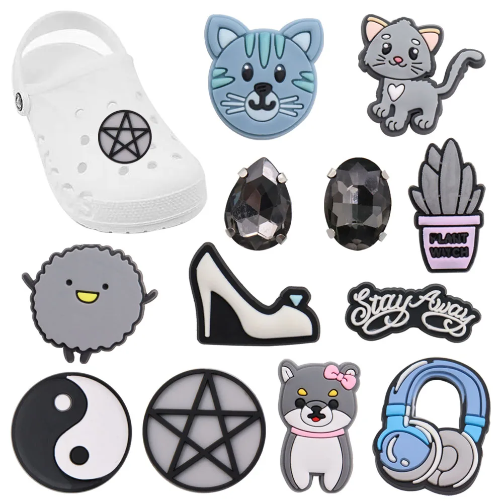 

1-12pcs Cat Dog Raccoon Headset Airplane Radio PVC Shoe Charms Accessories DIY Shoes Decorations For Kids X-mas Gifts