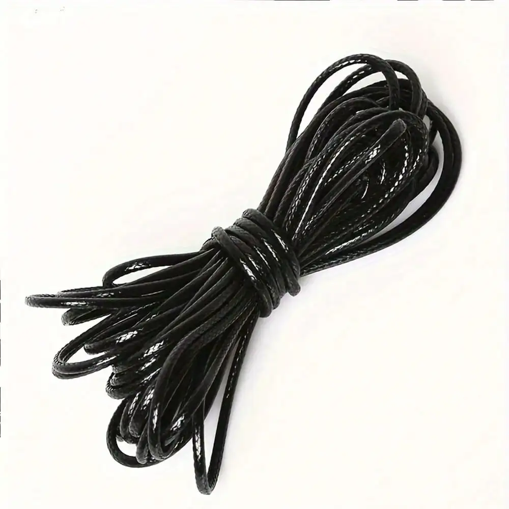 10 Meter 0,5mm-2,0mm Schwarzes Lederband Gewachster Baumwollfaden Schnüre für Halsketten Armbänder Seil für Schmuckherstellung DIY Zubehör – Detail 4