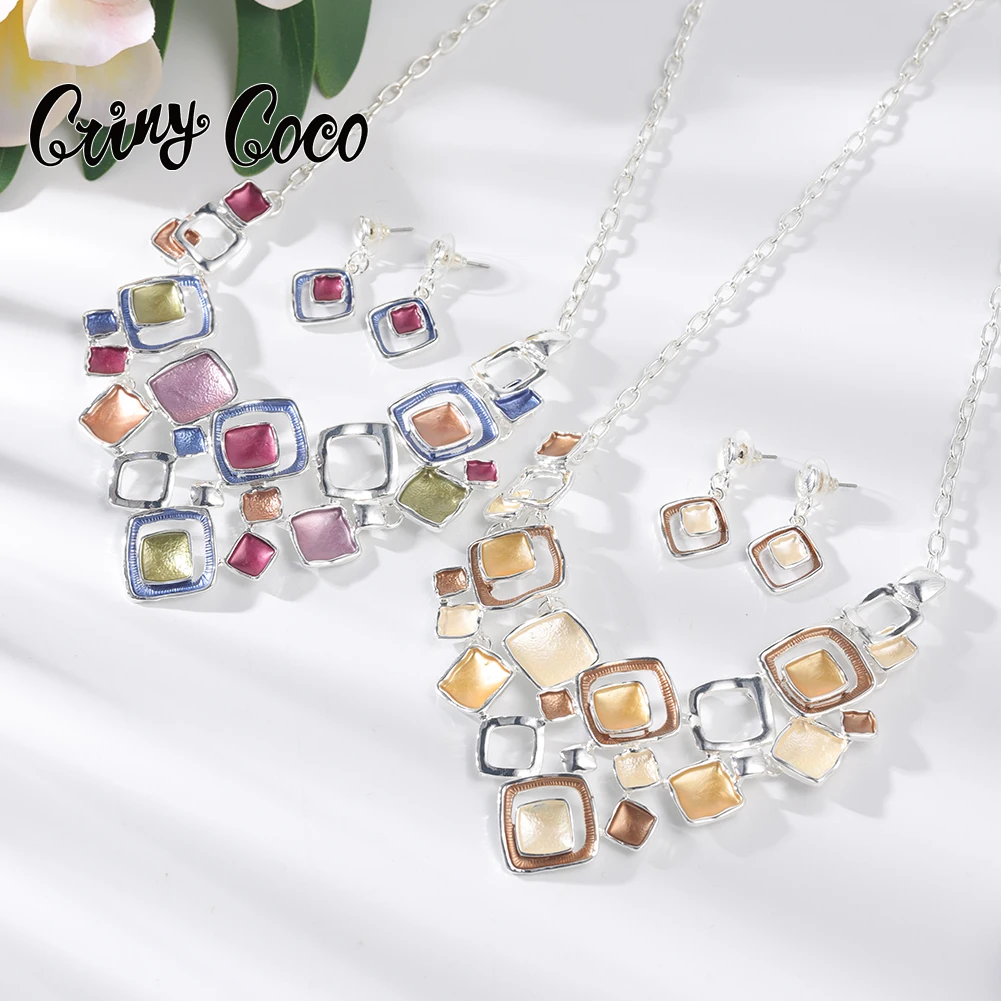 Cring Coco Colorful Enamel Necklaces Female Geometric Choker Jewelry Trendy Chains Necklace Dropshipping Birthday Gift for Women