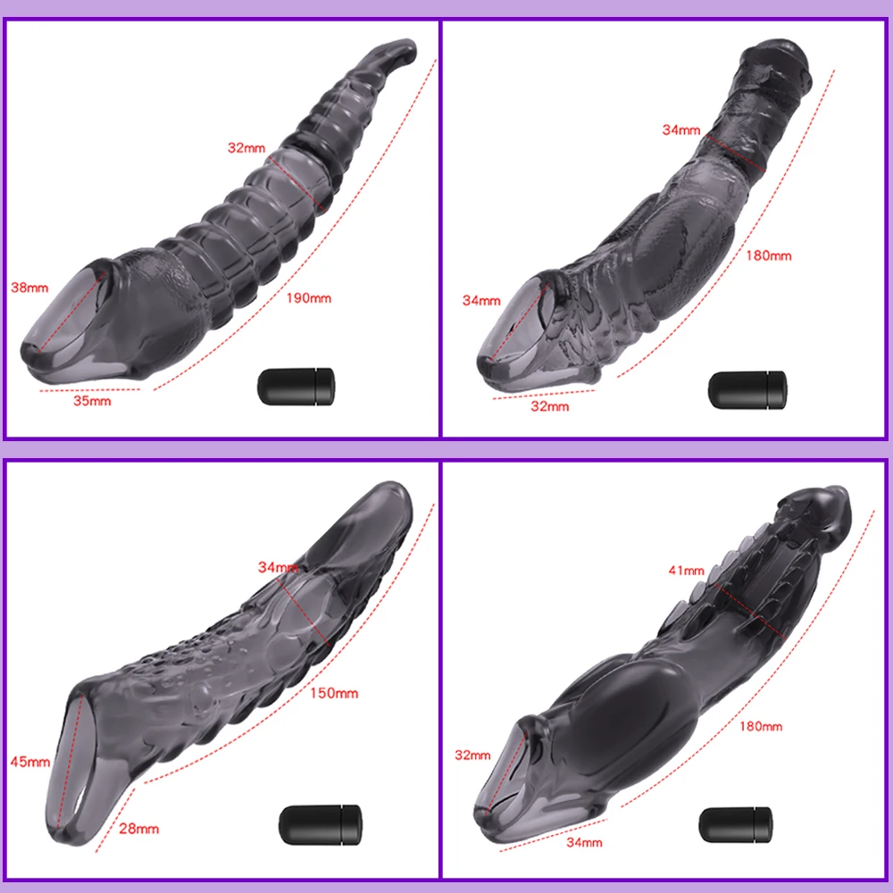 Vibrator for Men Penis Enlargement Sleeve Delay Ejaculation Cock Ring Reusable Comdom Penis Extender Adult Sex Toys For Men