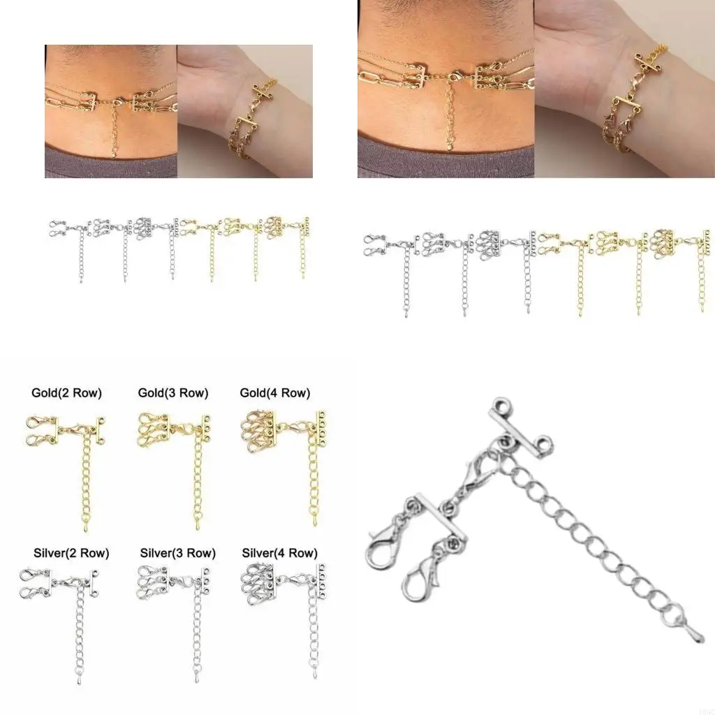 195C Bracelet Layering Clasp Multi Tube Lock Necklace Clasps Separator Alloy Material