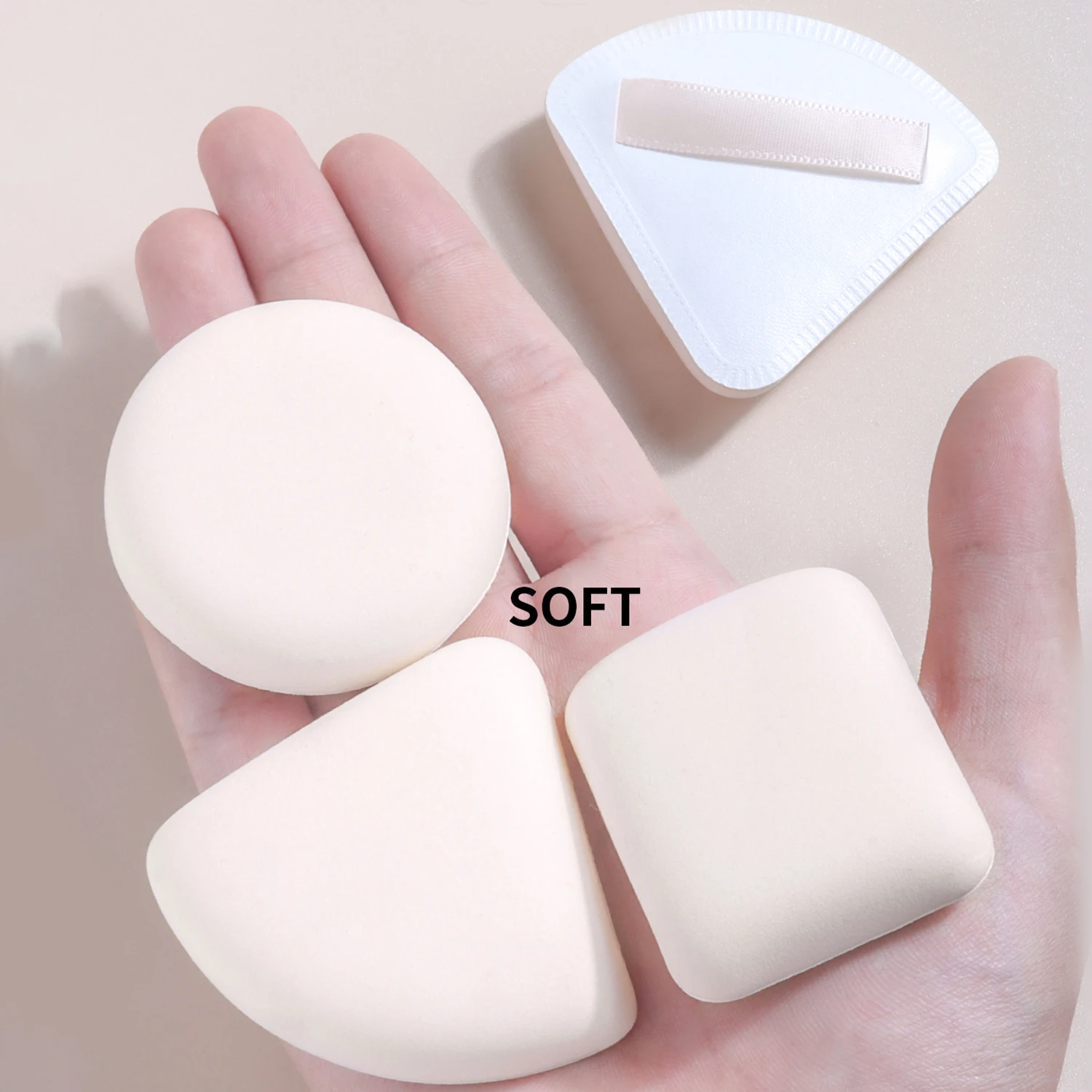 Air cushion puff, 3pcs PU Funny Round &triangle&square Dry & Wet Use Powder Pufffor Making Up Supply