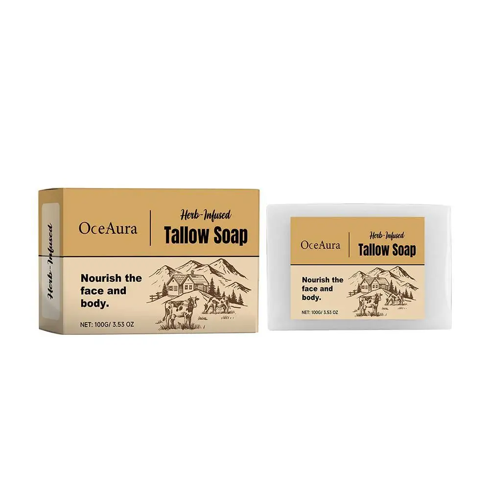 Natural Tallow Soap Deep Cleaning Oil Control Exfoliation And Repair Nourishing Skin For Body And Face 100g I7K4