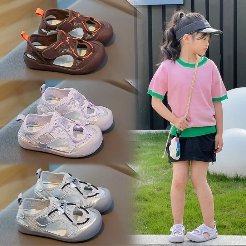 

Summer Kids Outdoor Sports Sandals Mesh Breathable Boys Girls Non-slip Sandals for School Closed Toe Children's Running Shoes