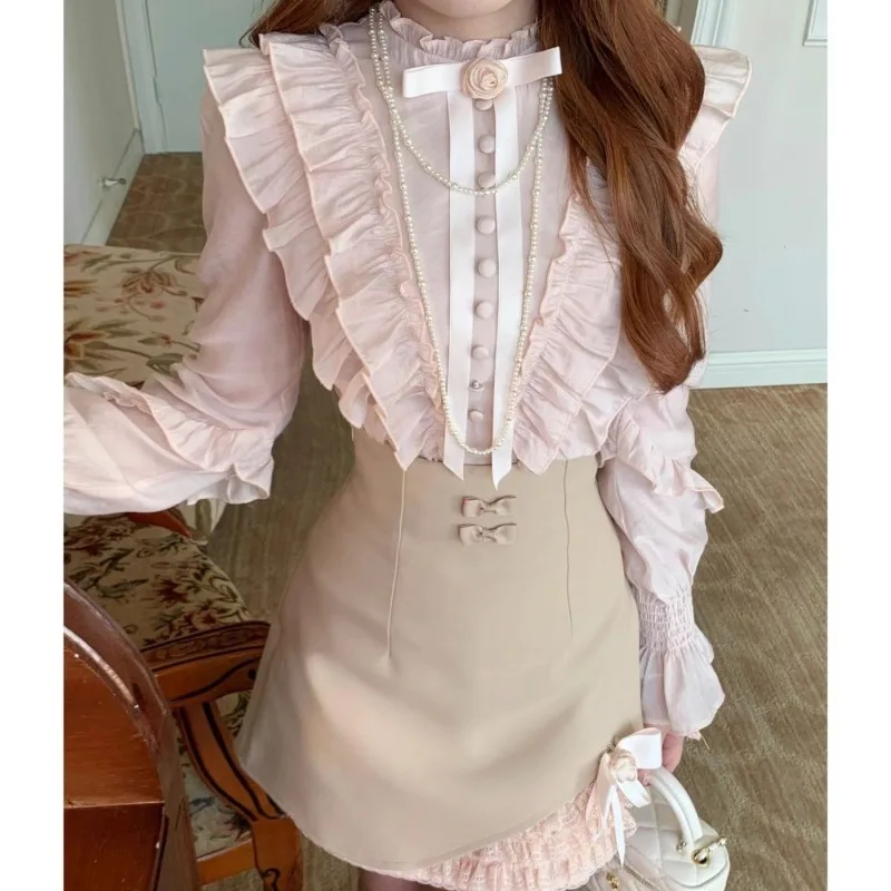 Französisches Elegantes Vintage Koreanisches Damen 2-Teiliges Set Schlankmachender Süßer Niedlicher Büro-Damenanzug Party-Outfit Y2k-Stil Damenmode 2026