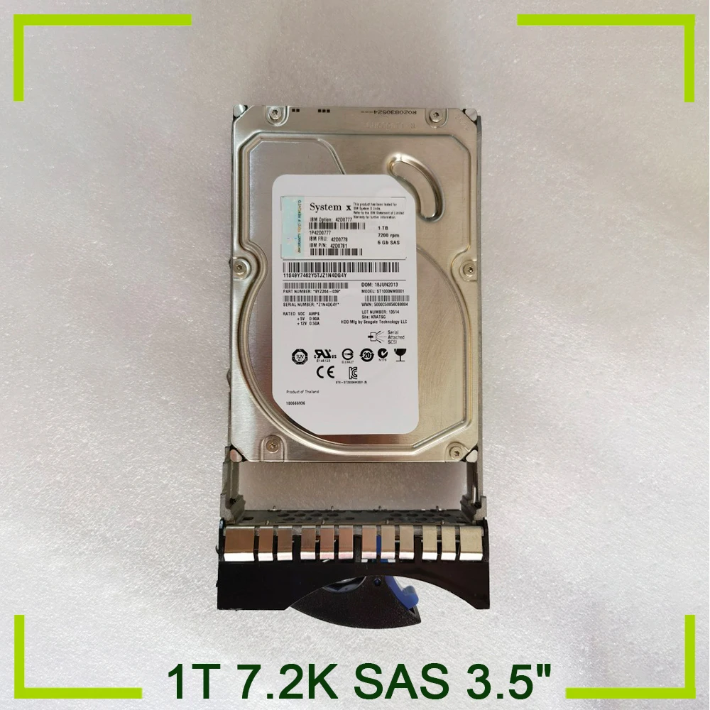 

For IBM Server Hard Disk X3650M2 M3 1T 7.2K SAS 3.5" 42D0777 42D0778