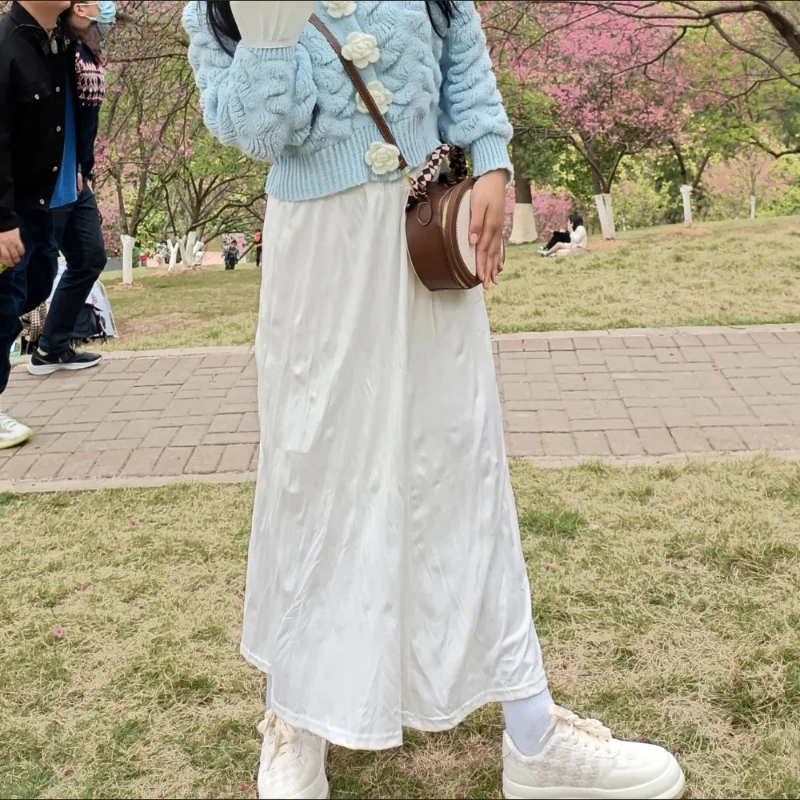 Pleated Midi Skirts Women Streetwear All-match Simple Age-reducing Temperament Summer Elegant Trendy Baggy Faldas Princess New