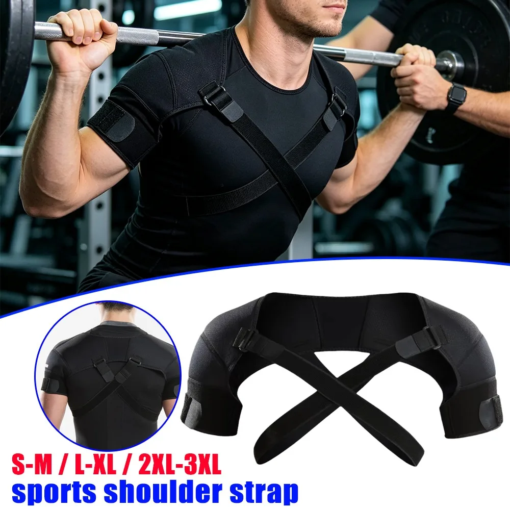 Sports Double Shoulder Strap Support Adjustable Compression Breathable Cross Back Brace Pain Relief Injury Prevention