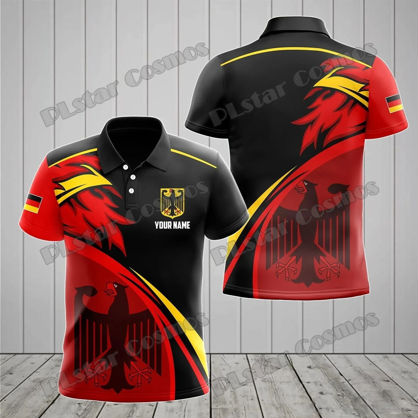 Custom Name Germany Lion & Coat Of Arms 3D Printed Men's Polo Shirt Summer Casual Short Sleeve Breathable Cool Polo Shirt PO30