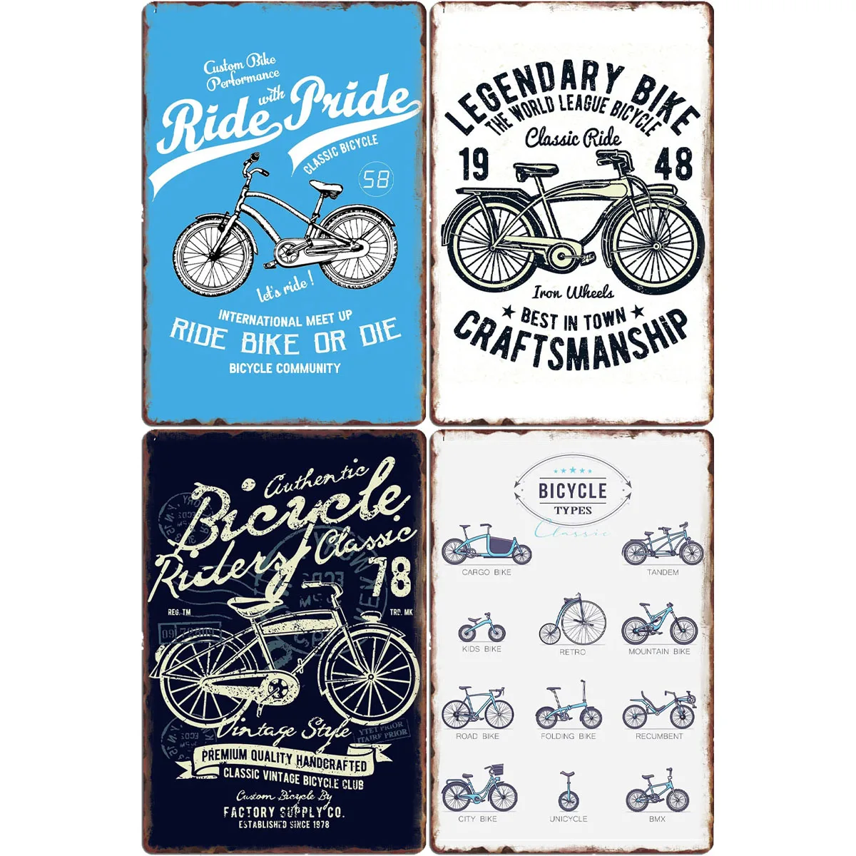 

Ride with Pride Classic Bicycle Types Vintage Retro Metal Posters Sign Indoor Outdoor Room Decoration Home Decor Bar Wall Decor