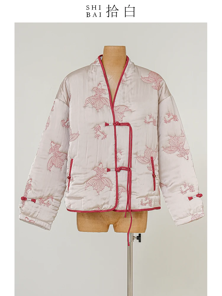 

Новая утепленная хлопковая куртка-жакет в китайском стиле с улучшенными пуговицами для женщин, модное зимнее короткое пальто/верхняя одежда