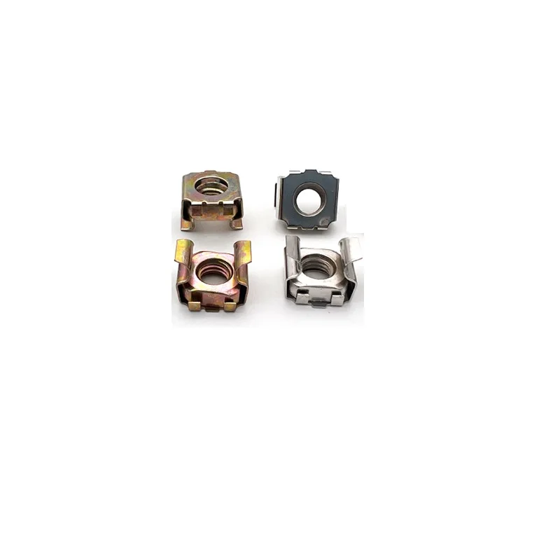 Zinc-Nickel Plated Quartet Floating Nuts - M4-M12, Snap-In Square Cage Nuts, Elastic Enclosure