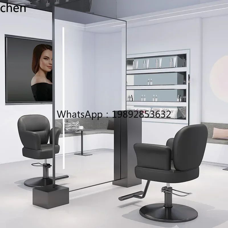 YFY  mirror table floor-to-ceiling stainless steel with lamp hair  double-sided mirror hair salon special full-body mirror