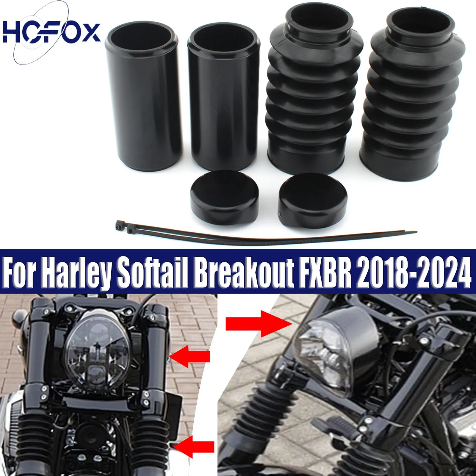 

For Harley Softail Breakout FXBR 2018-2024 Front Fork Gaiters Protector Cover Motorcycle Boot Shock Dust Cover