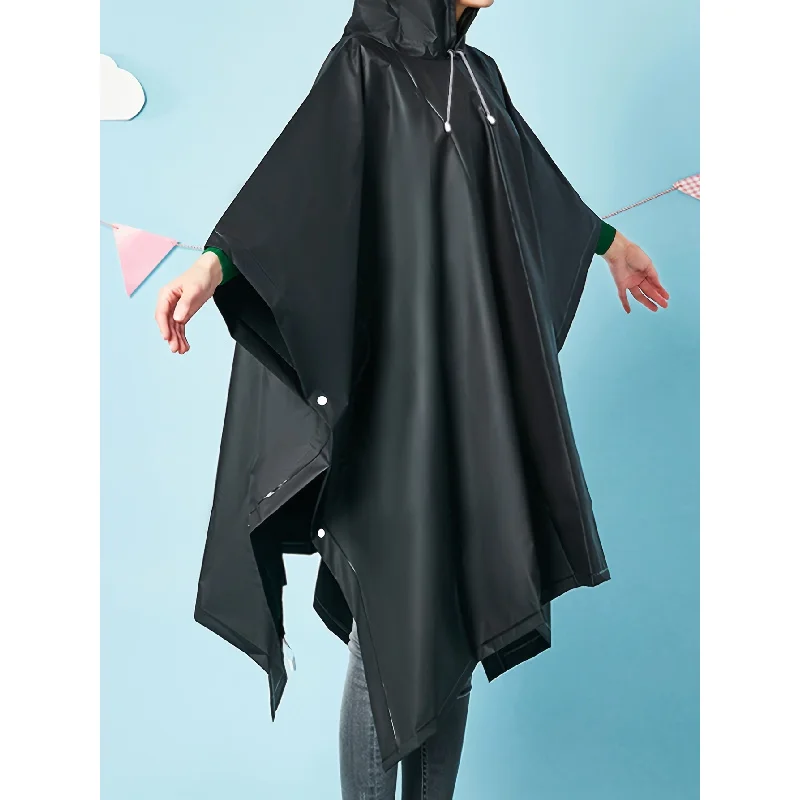

Waterproof Eva Raincoat-Black, Versatile For Hiking And Camping, Clear Strap Backpack Function, Non-Elastic Fabric