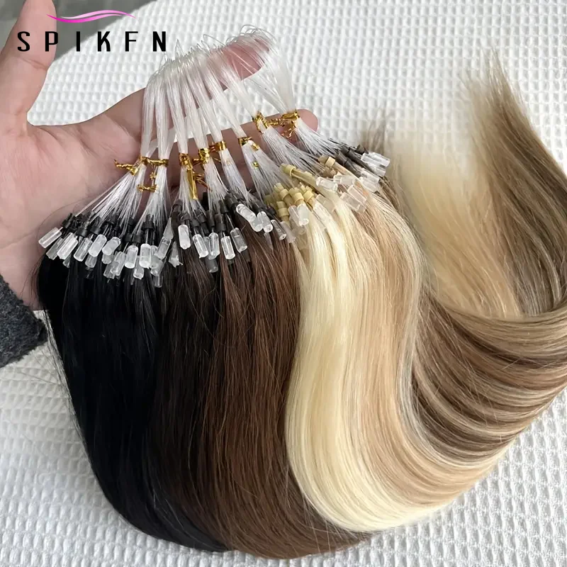 

Micro Loop Hair Extensions Real Natural Straight Micro Ring Link Hair 12"-20" Loop Ring Human Hair Extension Black Brown Blonde