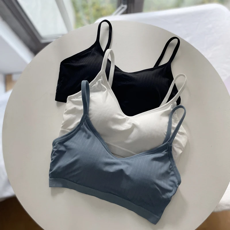 Summer White Ice Silk Seamless With Chest Pad Bra Small Sling Vest-Sle Bottoming Sports Underwear Women Wrap-around Tube Top