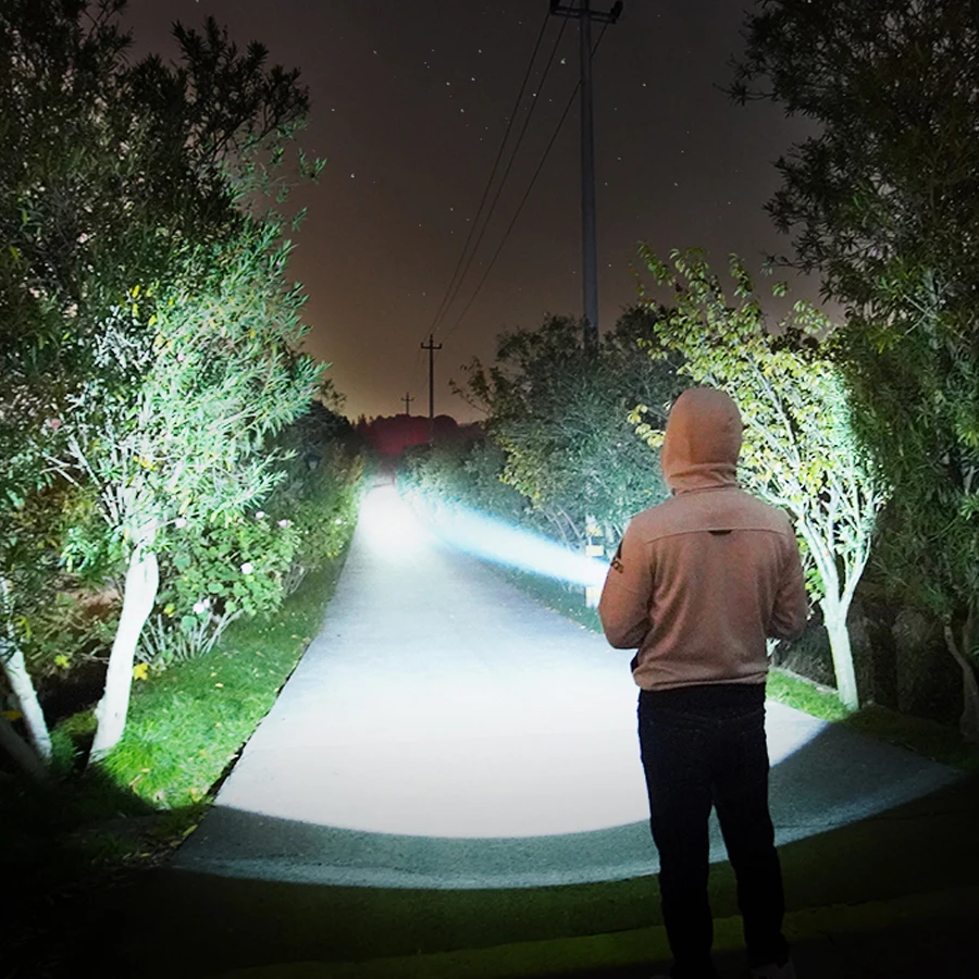 200000LM 500W Rechargeable Flashlights Super Bright LED Torch 26650 High Power LED Flashlight 3000m Zoomable Tactical Lantern