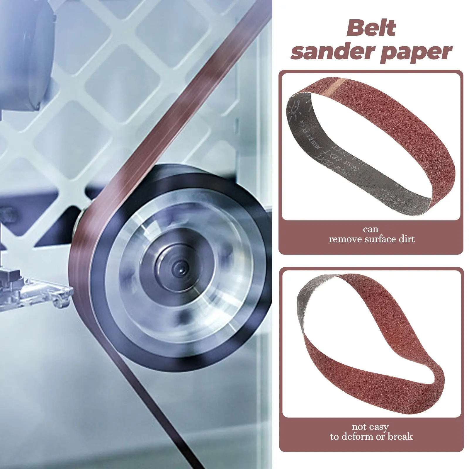 

80 Grit Belt Sander Paper Sanding Belt Professional Abrasive for Wood Metal Grinding Polishing Replacement Accessories for Bench