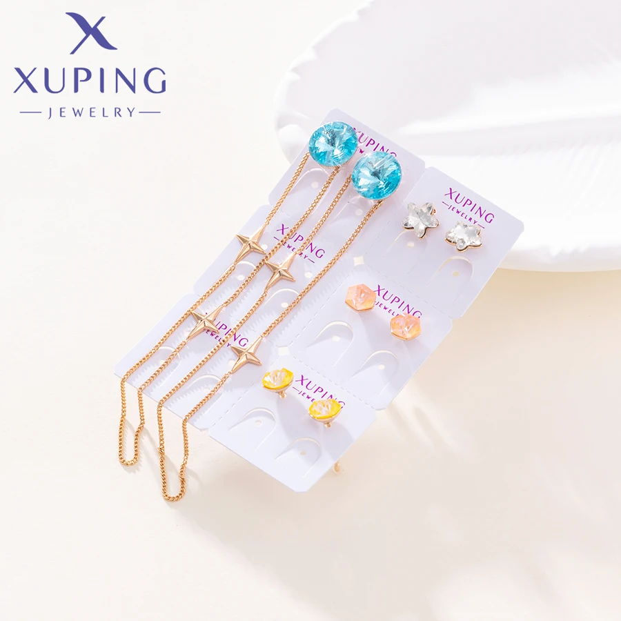 

Xuping Jewelry Charm Trendy Gold Color Mixed Crystal Earrings for Women Madam Birthday Christmas Party Gift R606